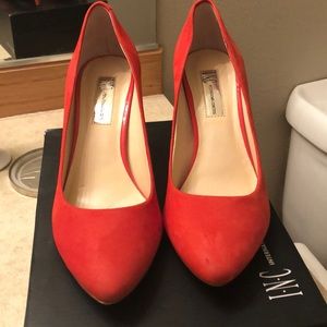 INC tangerine pumps